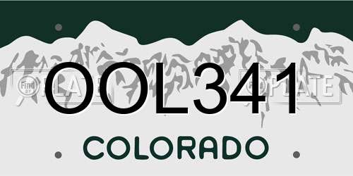 OOL341 Colorado License Plate