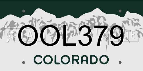 OOL379 Colorado License Plate