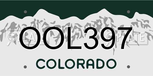 OOL397 Colorado License Plate