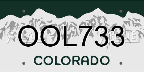 OOL733 Colorado License Plate