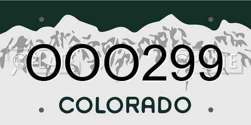 OOO299 Colorado License Plate