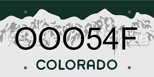 OOO54F Colorado License Plate
