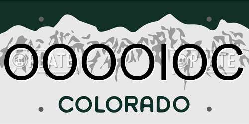 OOOOIOC Colorado License Plate