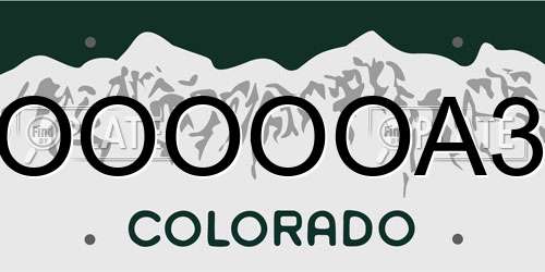 OOOOOA3 Colorado License Plate
