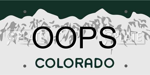 OOPS Colorado License Plate