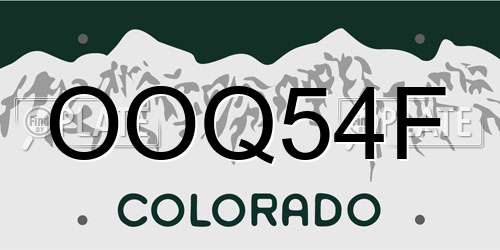 OOQ54F Colorado License Plate