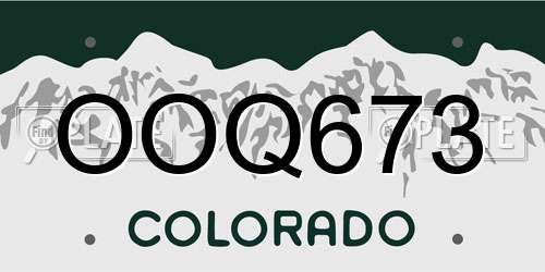 OOQ673 Colorado License Plate