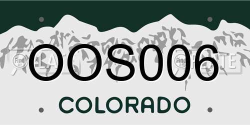 OOS006 Colorado License Plate
