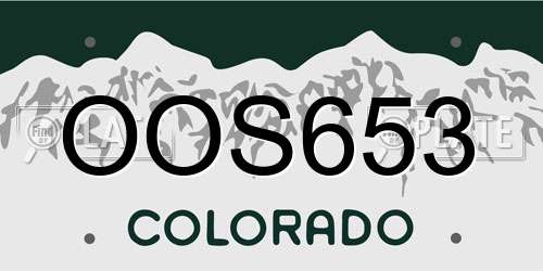 OOS653 Colorado License Plate