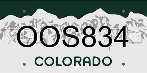 OOS834 Colorado License Plate