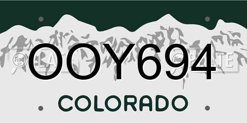 OOY694 Colorado License Plate