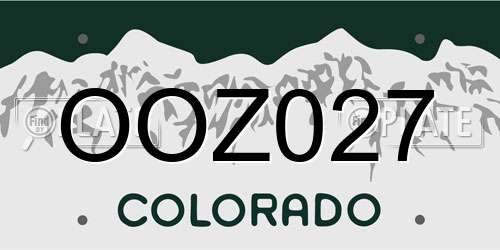 OOZ027 Colorado License Plate