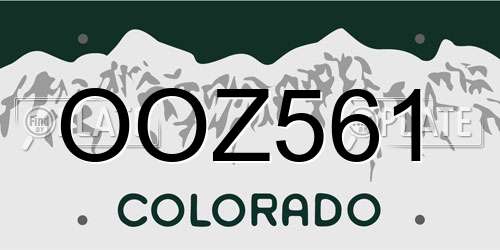 OOZ561 Colorado License Plate