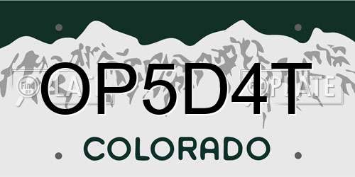 OP5D4T Colorado License Plate