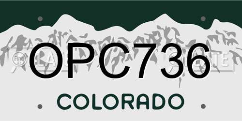 OPC736 Colorado License Plate