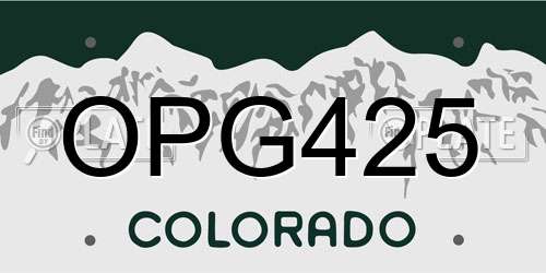 OPG425 Colorado License Plate