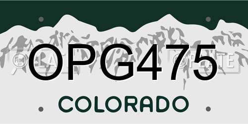 OPG475 Colorado License Plate