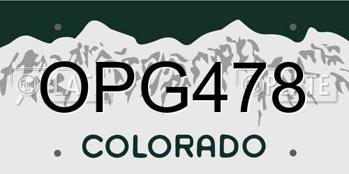 OPG478 Colorado License Plate