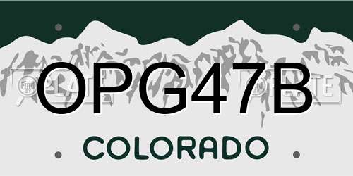 OPG47B Colorado License Plate