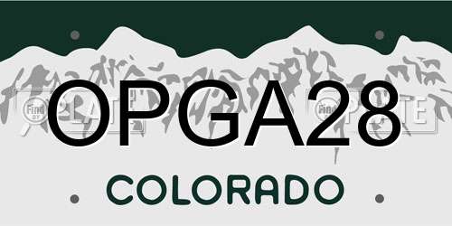 OPGA28 Colorado License Plate