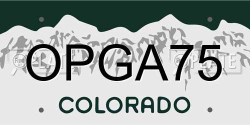 OPGA75 Colorado License Plate