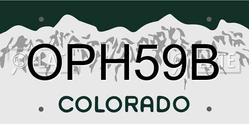 OPH59B Colorado License Plate