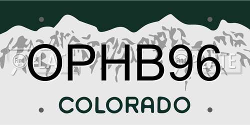 OPHB96 Colorado License Plate