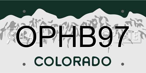 OPHB97 Colorado License Plate