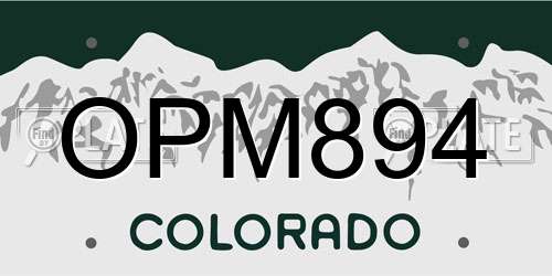 OPM894 Colorado License Plate