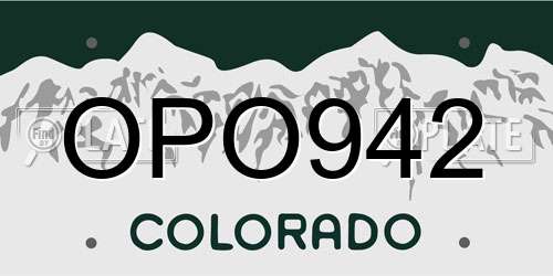 OPO942 Colorado License Plate