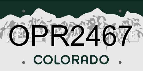 OPR2467 Colorado License Plate