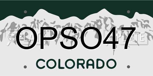 OPSO47 Colorado License Plate
