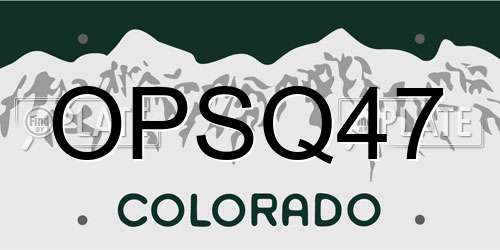 OPSQ47 Colorado License Plate