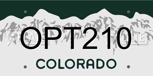 OPT210 Colorado License Plate