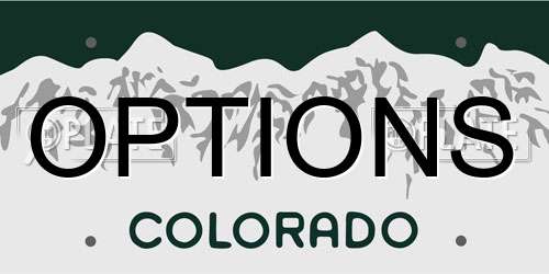 OPTIONS Colorado License Plate