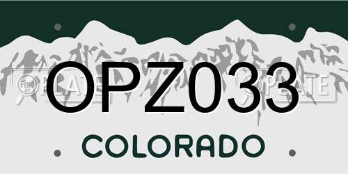 OPZ033 Colorado License Plate