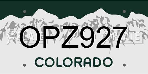 OPZ927 Colorado License Plate