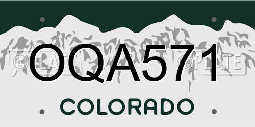 OQA571 Colorado License Plate