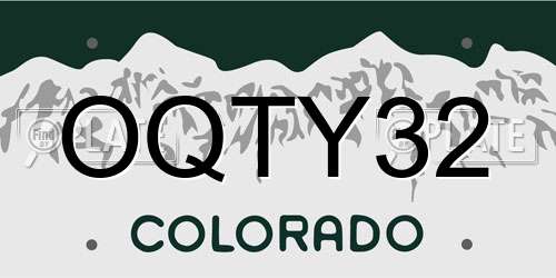 OQTY32 Colorado License Plate