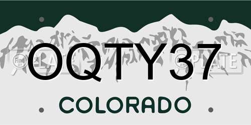 OQTY37 Colorado License Plate