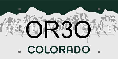 OR3O Colorado License Plate