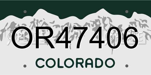 OR47406 Colorado License Plate