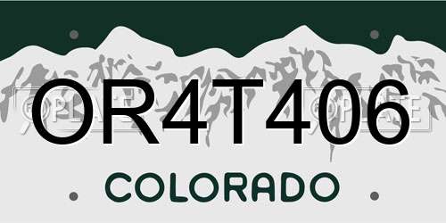 OR4T406 Colorado License Plate