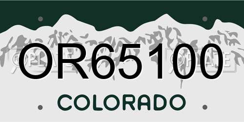 OR65100 Colorado License Plate