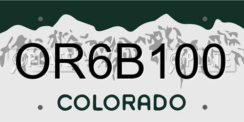 OR6B100 Colorado License Plate