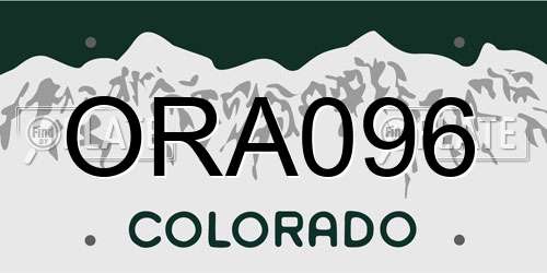 ORA096 Colorado License Plate