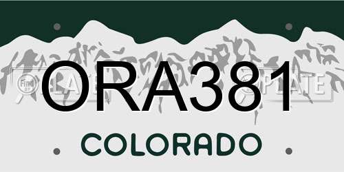 ORA381 Colorado License Plate