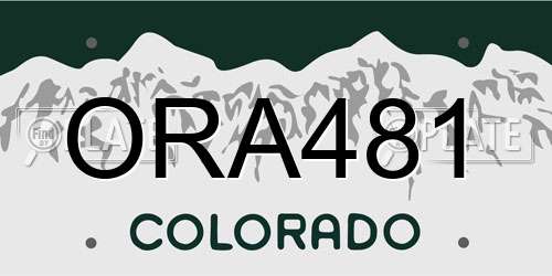 ORA481 Colorado License Plate
