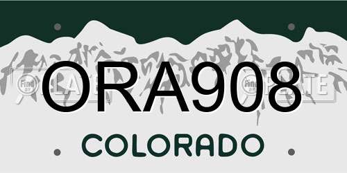 ORA908 Colorado License Plate