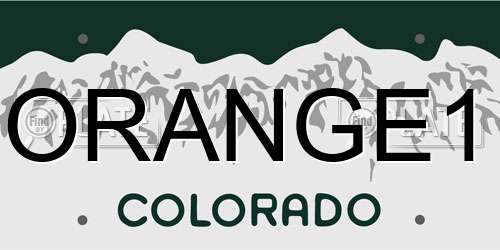 ORANGE1 Colorado License Plate